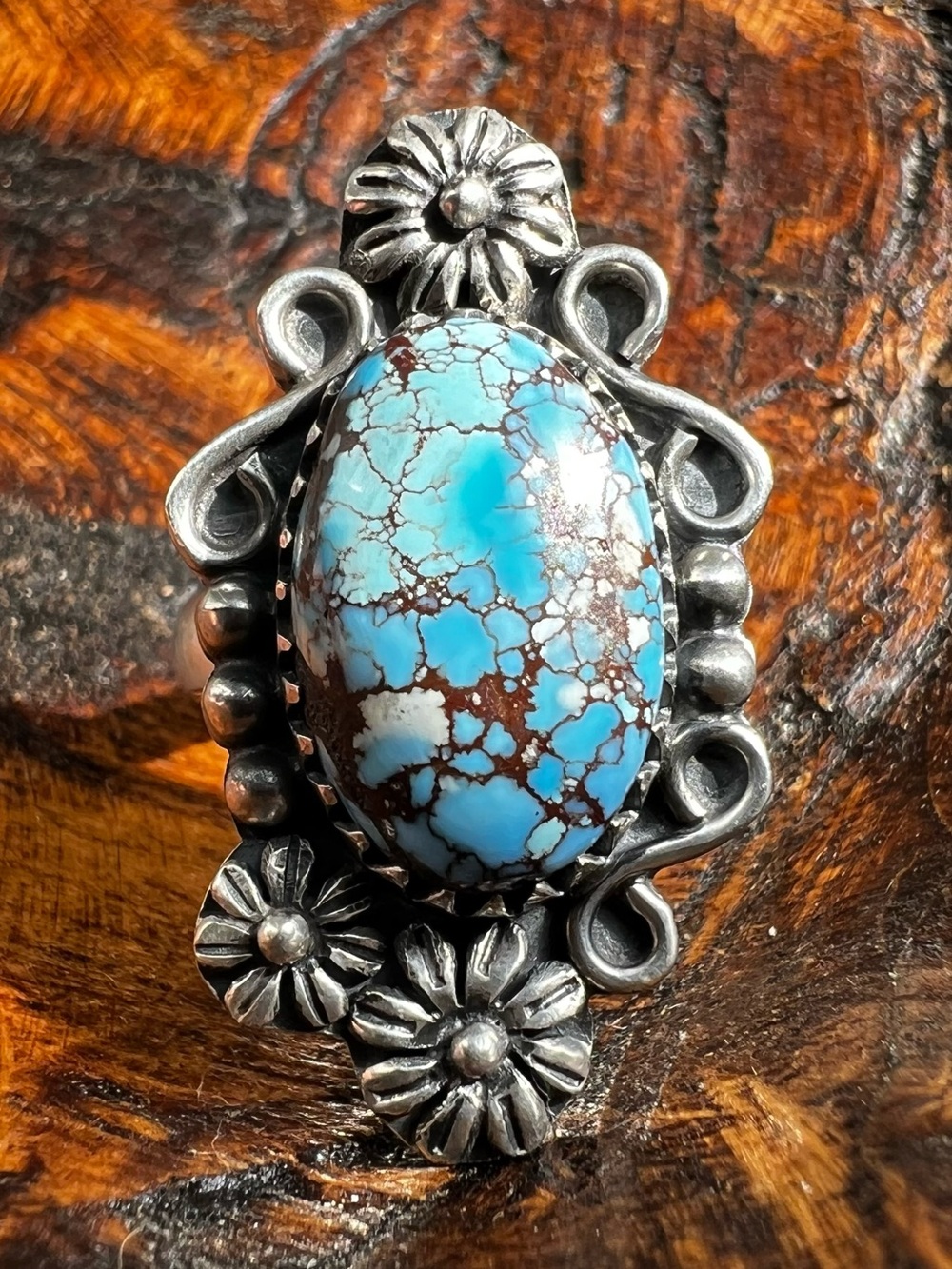 Golden Hills Turquoise Ring Sterling Silver Adjustable Size 9